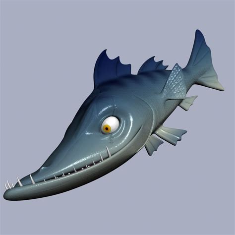 3d Model Cartoon Barracuda Fish Rigged Vr Ar Low Poly Rigged