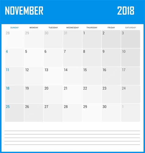 Printable November 2018 Calendar Calendar Uk Holidays Layout Design