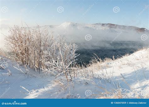 Baikal In Winter Is Covered With Water Vapor By Foggy Steam In January