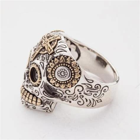 Sugar Skull Ring 925 Sterling Silver Mexican Skull Ring By Etsy