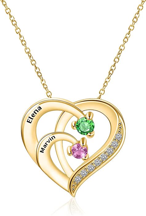 Amazon Com Personalized Name Necklace With Simulated Birthstones