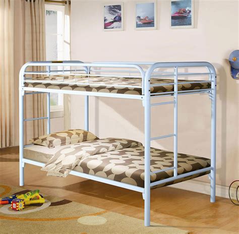 White Twin Over Twin Metal Bunk Bed Kids Bunk Beds