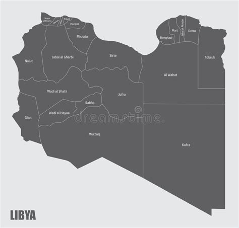 Libya Administrative Map Stock Vector Illustration Of Names 227754540