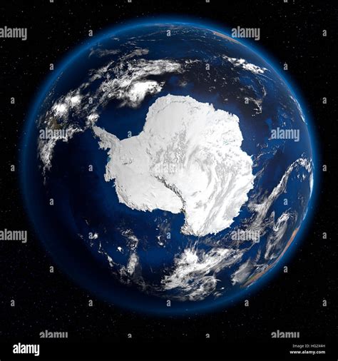 Earth Viewed From Space Showing Antarctica Realistic Digital