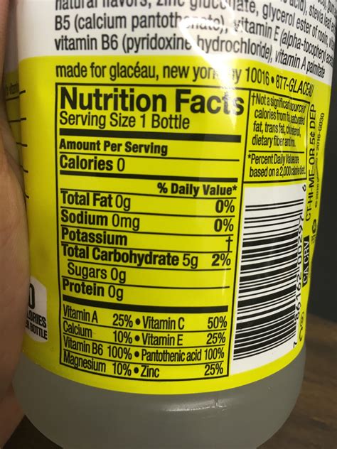 Vitamin Water Zero Nutrition Label