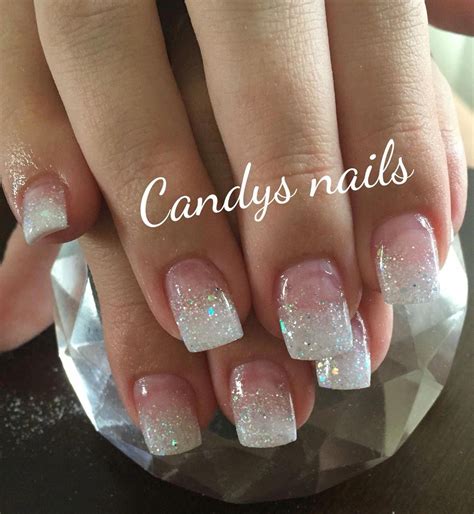 White Nails With Glitter Outline Iona Nails