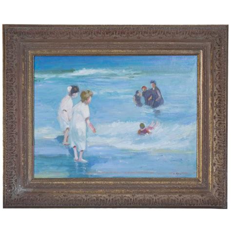 American Impressionist Oil On Canvas Of Ocean Play For Sale At 1stdibs