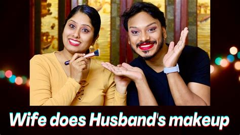 hilarious wife does husband s makeup 😂 youtube