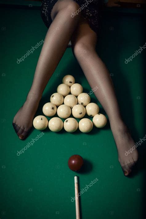 Billiard Ball Aiming At Sexy Women Legs In Stockings Stock Photo By Kryzhov