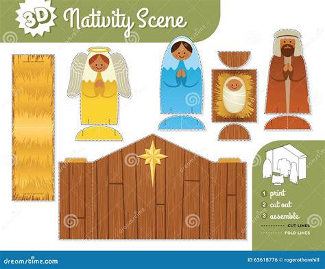 Printable Nativity Set Stock Vector Image 63618776