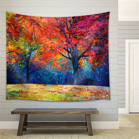 Wall26 Oil Painting Showing Beautiful Autumn Forest On Canvas Modern