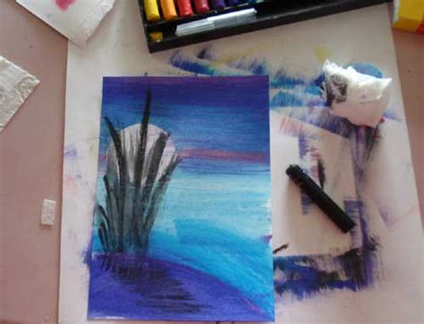 Ölkreide malen malen und zeichnen malerei videos malerei tipps kunstunterricht basteln pastellkreide kunst acrylmalerei eine einführung in das malen mit pastellkreide. Mondscheingras Ölkreidenbilder gewischt Anleitung