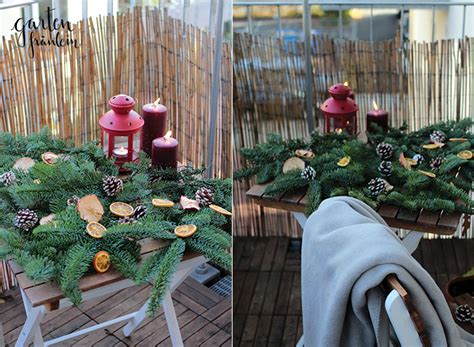 Vor allem zur weihnachtszeit, wenn alle pflanzen ruhen, dürfen sie sich im garten so richtig gestalterisch austoben und für hingucker sorgen. Weihnachtsdeko auf dem Balkon - Garten Fräulein