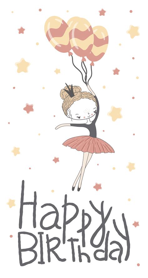 Happy Birthday Card With Cute Little Princess 684310 Vector Art At