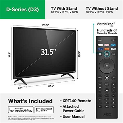 Vizio 32 Inch D Series Full Hd 720p Smart Tv With Apple Airplay And