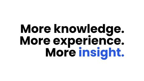 More Knowledge More Experience More Insight