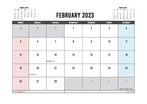Free Printable Calendar February 2023 3 Month Calendar