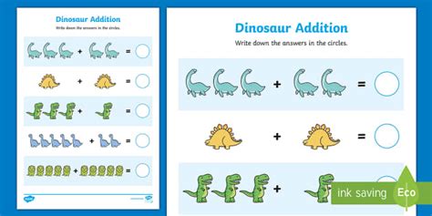 Free Dinosaur Addition Within 10 Worksheet Adding To 10 Adding Within