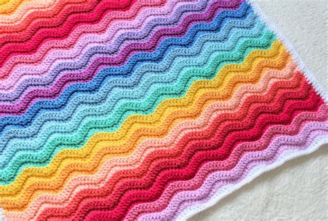 Close Up Of The Chunky Rainbow Ripple Baby Blanket Baby Blanket