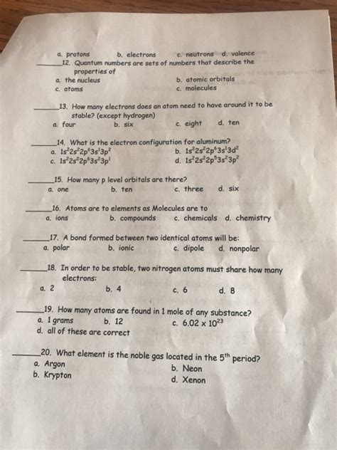 What is the number of protons in h? Solved: B. Electrons C Neutrons D. Valence 12, Quantum Num ...