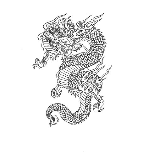 Japanese Dragon Outline