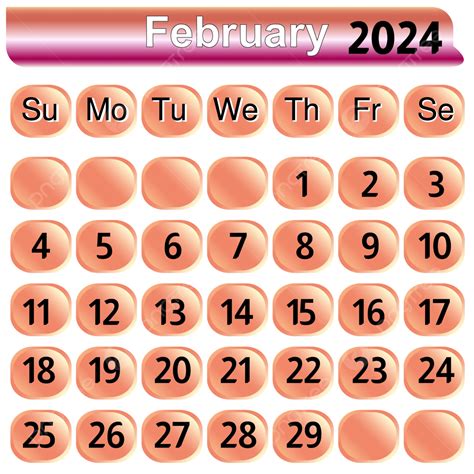 Kalender Bulan Februari 2024 Berwarna Pink Vektor Bulan Februari