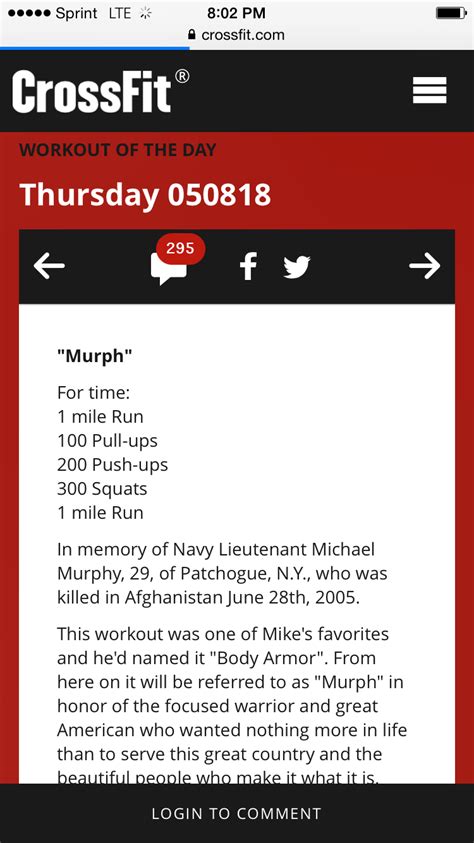 Michael Murphy Body Armor Workout ~ Workout Printable Planner