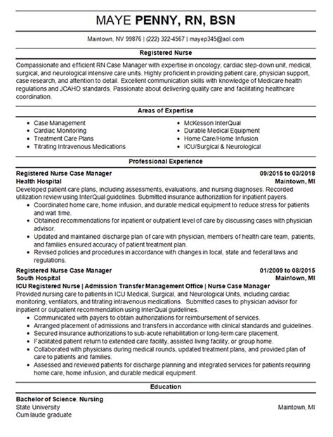 Nurse Case Manager Resume Example Rn Bsn