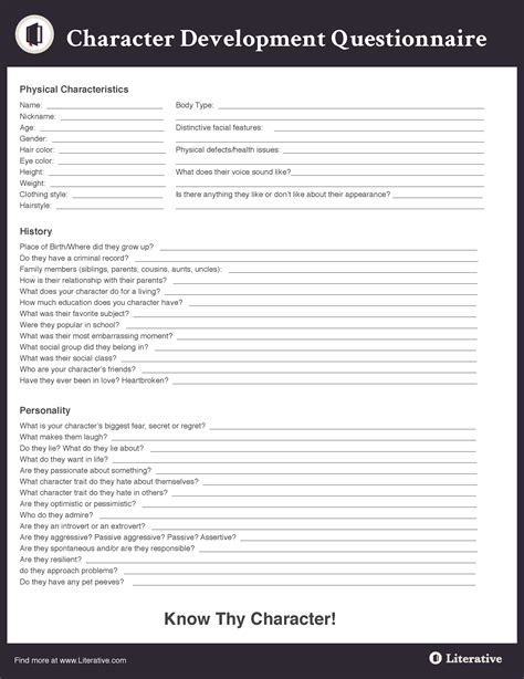Character Building Worksheets