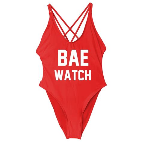 bae watch red bodysuit swimwear one piece swimsuit jumpsuits costume sexy lining swimwear women