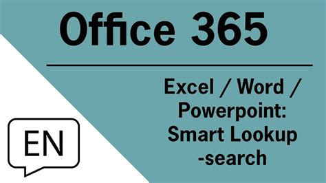 Office 365 Excel Word Powerpoint Smart Lookup Search Youtube