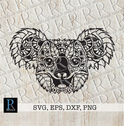 Mandala Koala Svg Cut File For Cricut And Silhouette Crafting Etsy