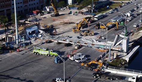 This photo provided by dronebase shows the collapsed pedestrian bridge at florida international university in the miami area on thursday. 6 confirmed killed in Florida pedestrian bridge collapse | CBC News