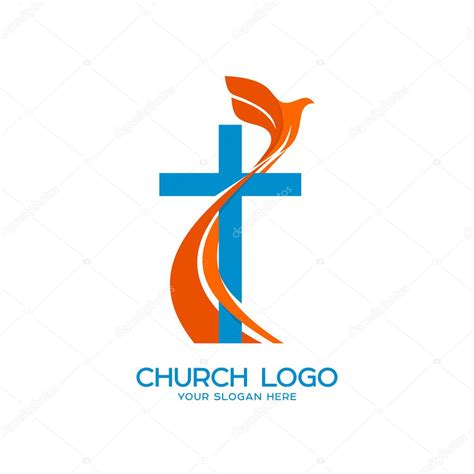 Logo De La Iglesia Símbolos Cristianos Cruz Y Paloma Voladora