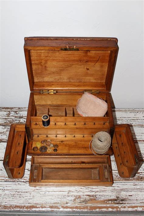 wood sewing box antique by poppyhillfarm on etsy vintage sewing box wooden sewing box sewing box