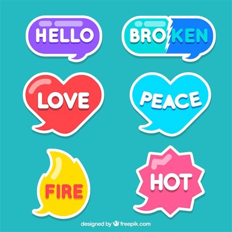 Free Vector Colorful Word Stickers