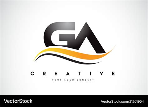 Ga G A Swoosh Letter Logo Design With Modern Vector Image