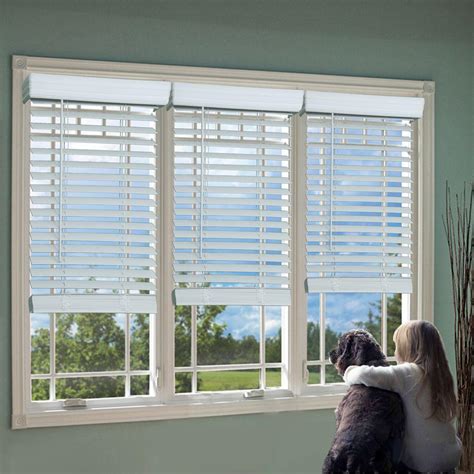 Perfect Lift Window Treatment White 2 In Cordless Faux Wood Blind 61