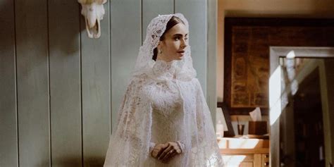 Heres A Closer Look At Lily Collinss Wedding Gown That Was