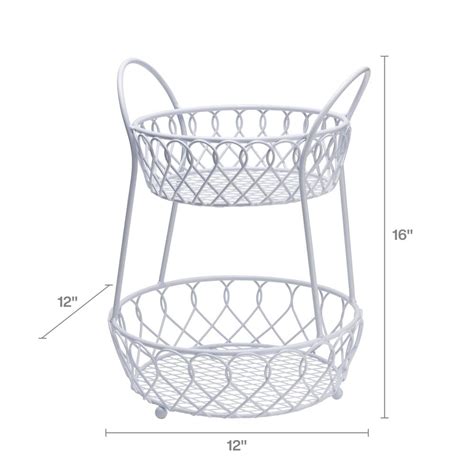 loop and lattice 2 tier round basket with handles pfaltzgraff