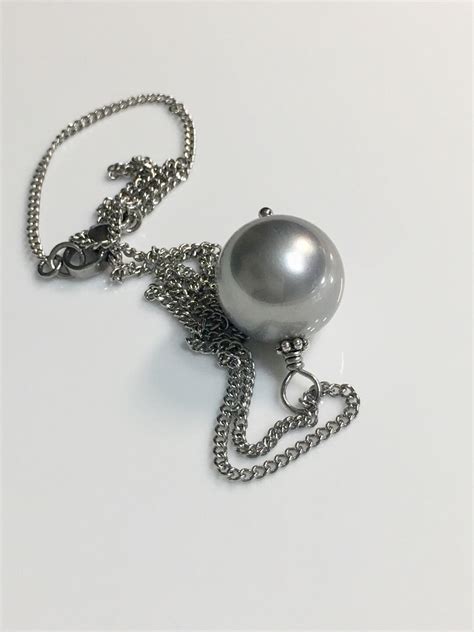 16mm Silver Gray Pearl Drop Shell Pearl Pendant Silver Chain Etsy