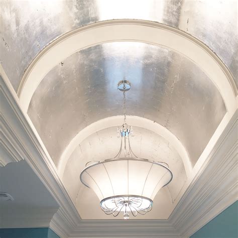 Silver leaf isn't ideal for older homes since the paper should be installed on perfectly flat, smooth surfaces. Barrel ceiling with silver leaf. | Custom home builders ...