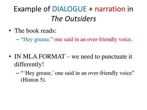 Search for it on quoting dialogue mla format example essays the web, as there are plenty of. PPT - MLA FORMAT PowerPoint Presentation, free download - ID:2085790