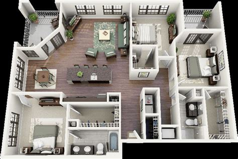 2158 sq ft, 4 bedrooms & 3.5 bathrooms. 50 Three "3" Bedroom Apartment/House Plans | Sims house ...
