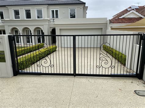 Electric Swing Scrollwork Driveway Gate And Pedestrian Gate Fence Spot
