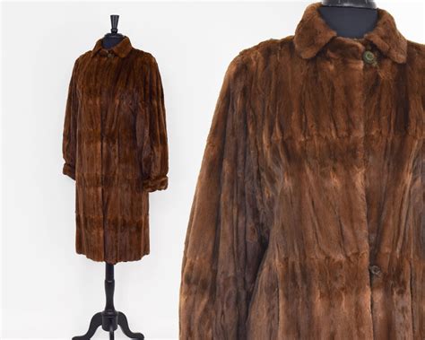 40s brown fur coat full length ermine with cuffed sleeves etsy