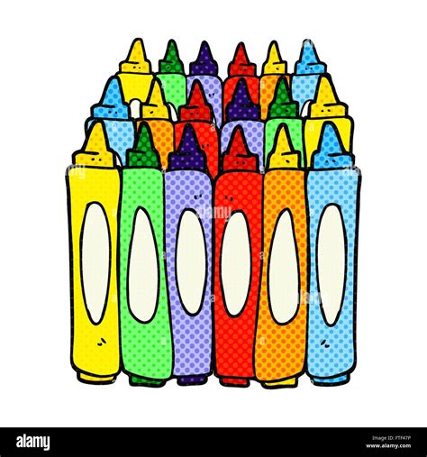 Freehand Drawn Comic Book Style Cartoon Crayons Stock Vector Image