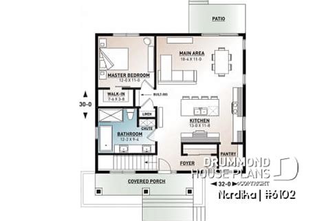 Tiny House Plan Small House Plan 1 Bedroom Home Plan 24x24 Floor Plan