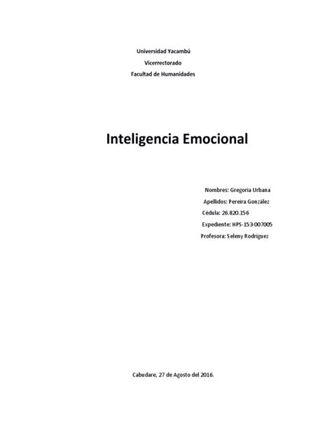 Ensayo De Las Emociones Pdf Inteligencia Las Emociones