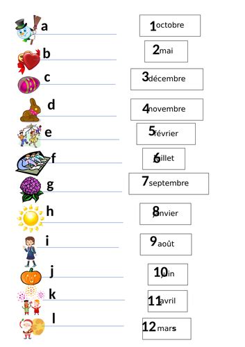 French Months Of The Year Worksheet Teaching Resources